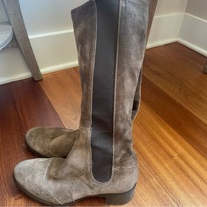 LONIGRO ITALY dark taupe suede pull on boots